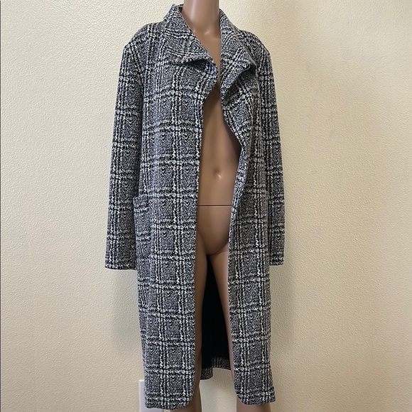 Sugar Rain- Women's Black and White Plaid Coat - Picture 1 of 9